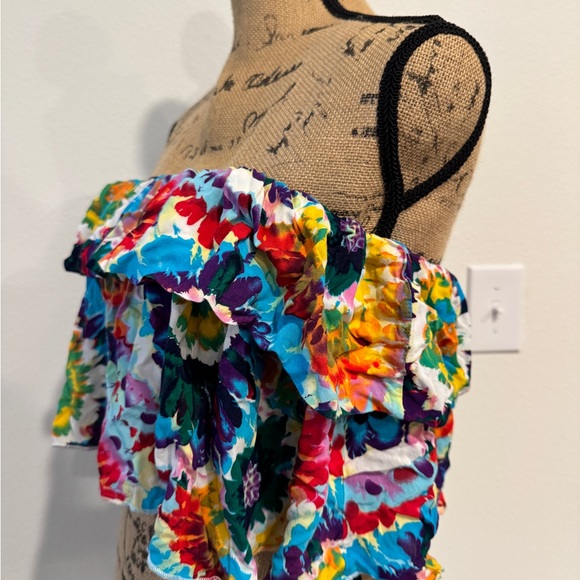 Colorful Off-Shoulder Ruffle Top - Picture 2 of 3